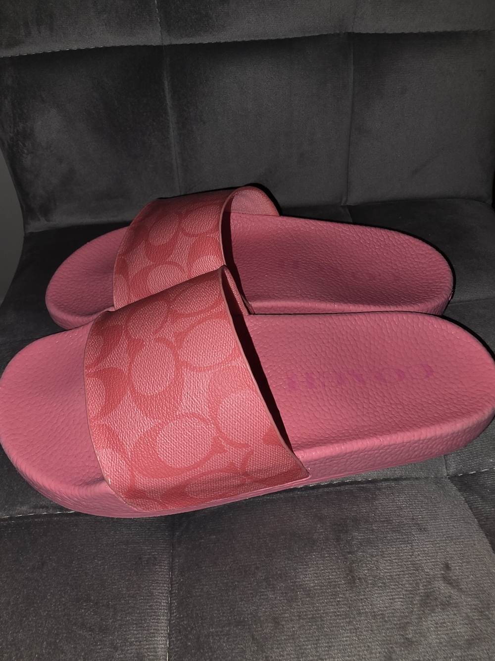 Coach Pink Logo Slide Sandals - Picture 3 of 5